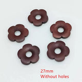 50pcs Cartoon Geometry Flowers Wood Beads DIY Jewelry Earring Accessory