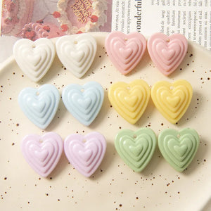 50pcs Cartoon Hearts Acrylic Beads DIY Earring Garment Pendant Accessory