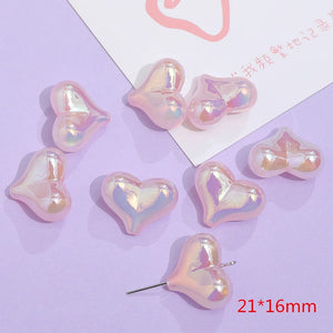 50pcs Cartoon Hearts Resin Beads DIY Jewelry Earring Pendant Accessory