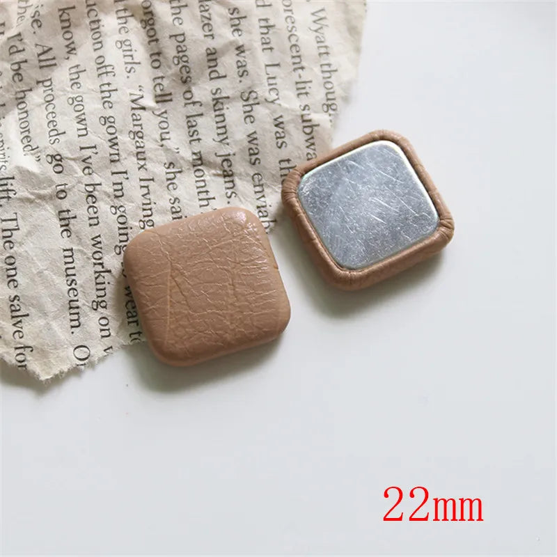 50pcs Print Geometry Shape PU Button Beads DIY Jewelry Earring Accessory