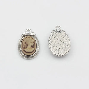 50pcs Relief Girls Ovals Resin Alloy Charms DIY Earring Accessory