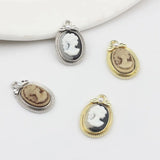 50pcs Relief Girls Ovals Resin Alloy Charms DIY Earring Accessory