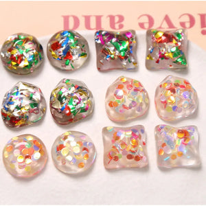 50pcs Sequins Core Flatback Resin Beads DIY Jewelry Earring Accessory