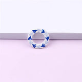 50pcs Flowers Print Acrylic Beads DIY Jewelry Earring Accessory