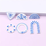 50pcs Flowers Print Acrylic Beads DIY Jewelry Earring Accessory