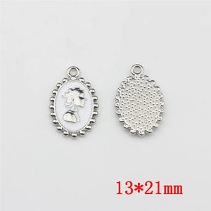 50pcs Girls Pattern Oval Alloy Floating Locket Charms DIY Jewelry Accessory