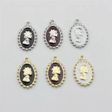 50pcs Girls Pattern Oval Alloy Floating Locket Charms DIY Jewelry Accessory