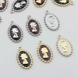50pcs Girls Pattern Oval Alloy Floating Locket Charms DIY Jewelry Accessory