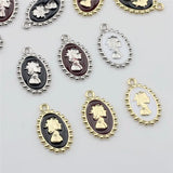 50pcs Girls Pattern Oval Alloy Floating Locket Charms DIY Jewelry Accessory