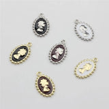 50pcs Girls Pattern Oval Alloy Floating Locket Charms DIY Jewelry Accessory
