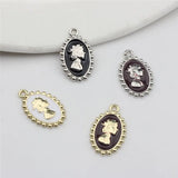 50pcs Girls Pattern Oval Alloy Floating Locket Charms DIY Jewelry Accessory