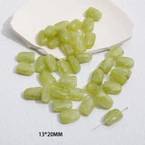 50pcs Green Print Irregular Straight Hole Beads DIY Jewelry Earring/Bracelet