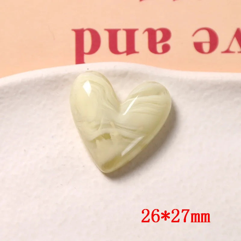 50pcs Resin Heart Beads for DIY Jewelry, Earring, Garment