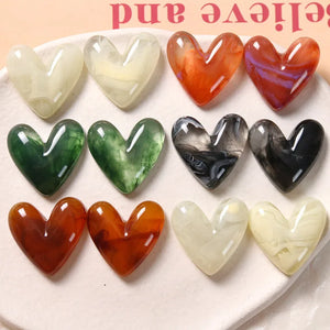 50pcs Resin Heart Beads for DIY Jewelry, Earring, Garment