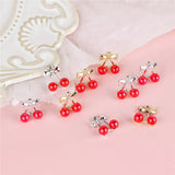 50pcs Red Bead Cartoon Cherry Alloy Charms DIY Jewelry Accessory