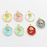 50pcs Rose Flowers Alloy Floating Locket Charms DIY Jewelry Accessory