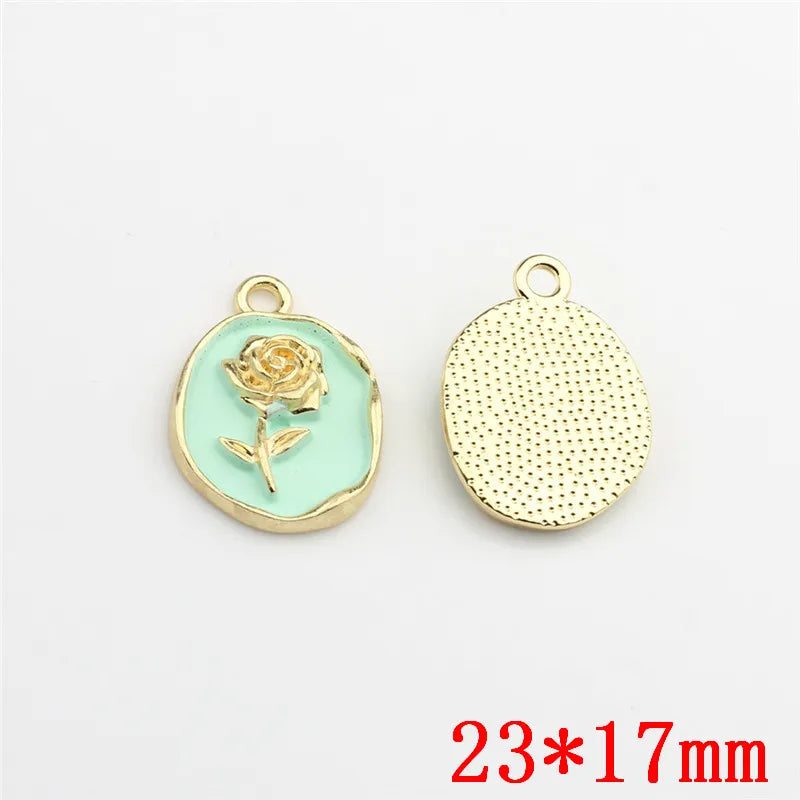 50pcs Rose Flowers Alloy Floating Locket Charms DIY Jewelry Accessory