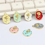 50pcs Rose Flowers Alloy Floating Locket Charms DIY Jewelry Accessory