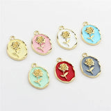 50pcs Rose Flowers Alloy Floating Locket Charms DIY Jewelry Accessory