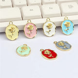50pcs Rose Flowers Alloy Floating Locket Charms DIY Jewelry Accessory