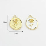 50pcs Rose Flowers Alloy Floating Locket Charms DIY Jewelry Accessory