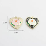 50pcs Rose Flowers Core Hearts Shape Alloy Charms for DIY Jewelry