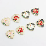 50pcs Rose Flowers Core Hearts Shape Alloy Charms for DIY Jewelry