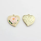 50pcs Rose Flowers Core Hearts Shape Alloy Charms for DIY Jewelry