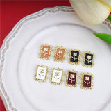 50pcs Rose Pattern Alloy Drop Oil Rectangle Locket Charms DIY Jewelry