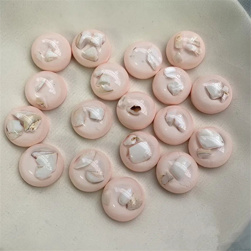 50pcs Pink Geometric Shell Beads 18mm Round Semicircle Shape Accessory