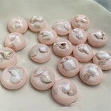 50pcs Pink Geometric Shell Beads 18mm Round Semicircle Shape Accessory