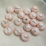 50pcs Pink Geometric Shell Beads 18mm Round Semicircle Shape Accessory
