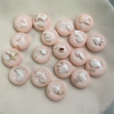 50pcs Pink Geometric Shell Beads 18mm Round Semicircle Shape Accessory
