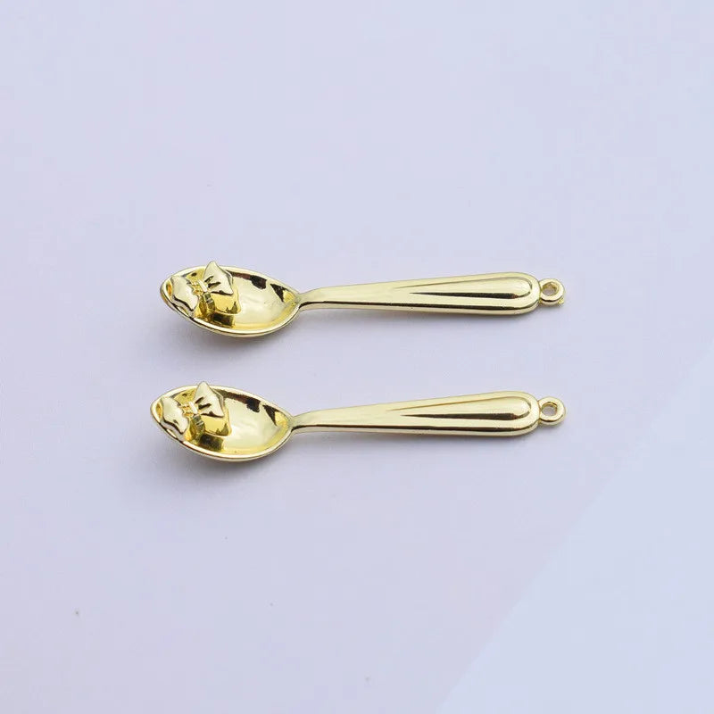 50pcs/lot Cartoon Spoon Fork Floating Locket Charms DIY Jewelry Accessory