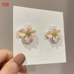 Colorful Resin Earrings with 925 Silver Needle