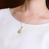 Inlaid Gourd & Tian Jade Necklace Pendant Silver Jewelry