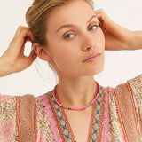 Colorful Ethnic Girl Necklace Beach Bohemian Soft Pottery Neck Chain