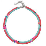 Colorful Ethnic Girl Necklace Beach Bohemian Soft Pottery Neck Chain