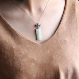 Exquisite Southern Red Tourmaline Hetian Jade Necklace Pendant