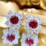 Pigeon Blood Ruby Earrings 925 Sterling Silver 7mm