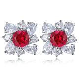Pigeon Blood Ruby Earrings 925 Sterling Silver 7mm