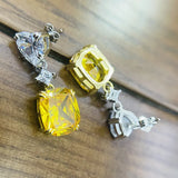 Heart-Shaped Citrine Inlaid Earrings for Wedding Anniversary