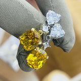 Heart-Shaped Citrine Inlaid Earrings for Wedding Anniversary