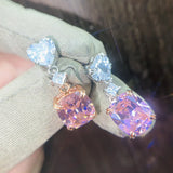 Heart-Shaped Citrine Inlaid Earrings for Wedding Anniversary