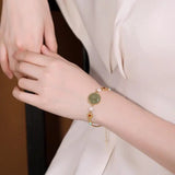 Natural Hetian Chalcedony Turquoise Inlaid Geometric Bracelet