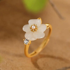 Chalcedony Plum Bossom Engagement Ring - Adjustable Silver Jewelry