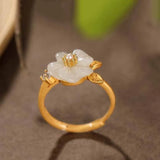 Chalcedony Plum Bossom Engagement Ring - Adjustable Silver Jewelry