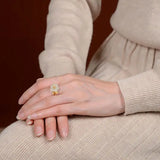 Chalcedony Plum Bossom Engagement Ring - Adjustable Silver Jewelry