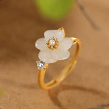 Chalcedony Plum Bossom Engagement Ring - Adjustable Silver Jewelry