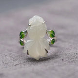 Chinese Enamel Porcelain Jade Goldfish Ring for Women